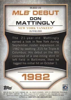 2016 Topps - MLB Debut Gold (Series 2) #MLBD2-23 Don Mattingly Back