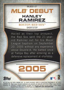 2016 Topps - MLB Debut Gold (Series 2) #MLBD2-27 Hanley Ramirez Back