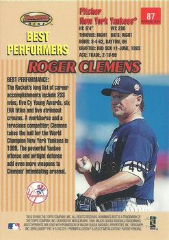 1999 Bowman's Best - Refractors #87 Roger Clemens Back