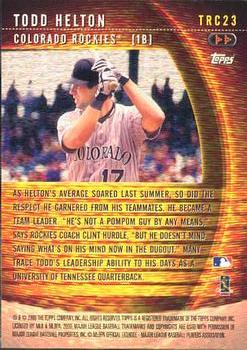 2001 Topps - A Tradition Continues #TRC23 Todd Helton Back