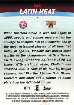 2001 Topps - Combos #TC8 Latin Heat (Vladimir Guerrero / Roberto Clemente) Back