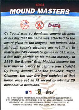 2001 Topps - Combos #TC14 Mound Masters (Roger Clemens / Cy Young / Greg Maddux) Back