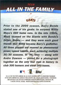 2001 Topps - Combos #TC19 All in the Family (Barry Bonds / Willie Mays) Back