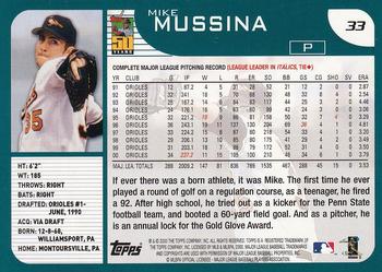 2001 Topps - For Topps Employees #33 Mike Mussina  Back