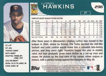 2001 Topps - For Topps Employees #296 LaTroy Hawkins  Back