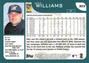 2001 Topps - For Topps Employees #303 Mike Williams  Back
