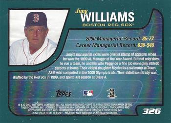 2001 Topps - For Topps Employees #326 Jimy Williams Back