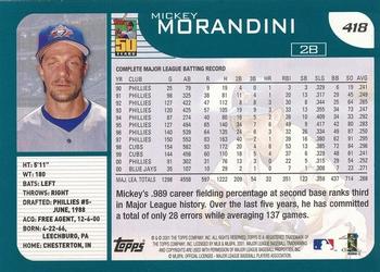 2001 Topps - For Topps Employees #418 Mickey Morandini  Back