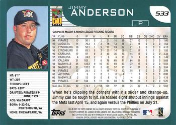 2001 Topps - For Topps Employees #533 Jimmy Anderson  Back
