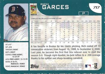 2001 Topps - For Topps Employees #717 Rich Garces  Back