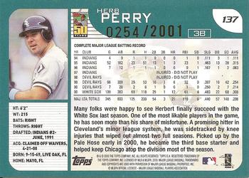 2001 Topps - Gold #137 Herb Perry Back