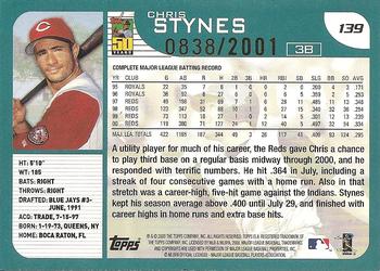2001 Topps - Gold #139 Chris Stynes Back