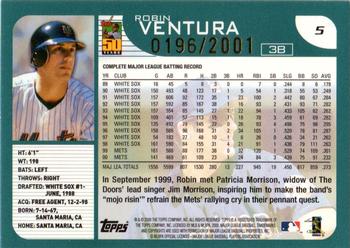 2001 Topps - Gold #5 Robin Ventura Back