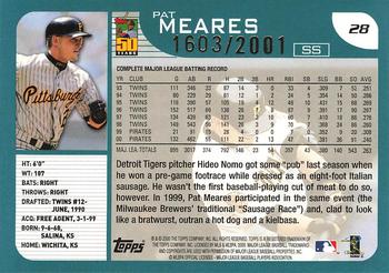 2001 Topps - Gold #28 Pat Meares Back