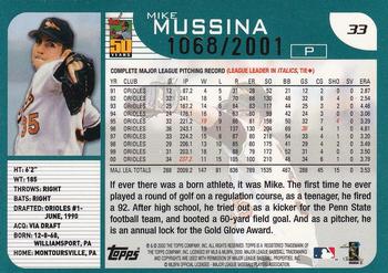 2001 Topps - Gold #33 Mike Mussina Back