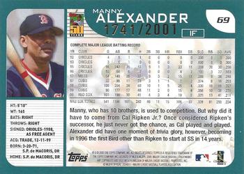 2001 Topps - Gold #69 Manny Alexander Back