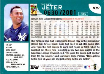 2001 Topps - Gold #100 Derek Jeter Back