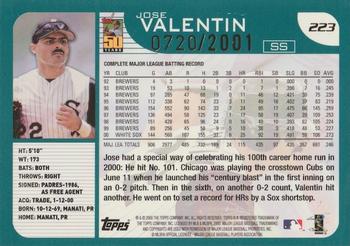 2001 Topps - Gold #223 Jose Valentin Back