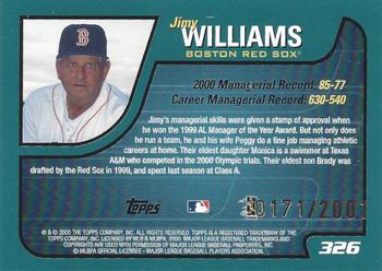 2001 Topps - Gold #326 Jimy Williams Back