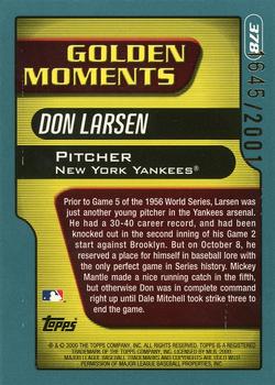 2001 Topps - Gold #378 Don Larsen Back
