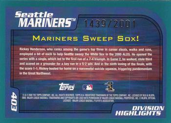 2001 Topps - Gold #403 Seattle Mariners Back