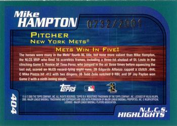 2001 Topps - Gold #404 NLCS Highlights: Mike Hampton Back