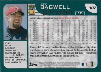 2001 Topps - Gold #407 Jeff Bagwell Back
