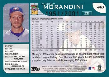 2001 Topps - Gold #418 Mickey Morandini Back