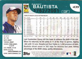 2001 Topps - Gold #439 Danny Bautista Back
