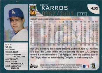 2001 Topps - Gold #455 Eric Karros Back