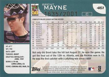 2001 Topps - Gold #461 Brent Mayne Back