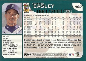 2001 Topps - Gold #490 Damion Easley Back
