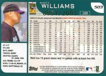 2001 Topps - Gold #503 Matt Williams Back