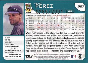 2001 Topps - Gold #507 Neifi Perez Back