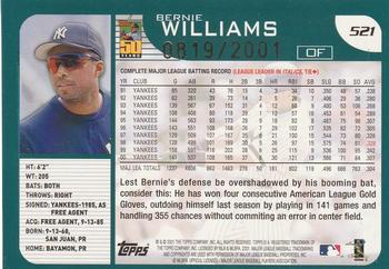 2001 Topps - Gold #521 Bernie Williams Back