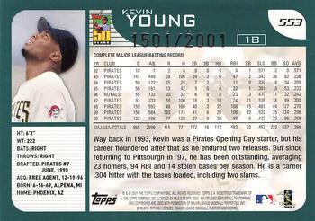 2001 Topps - Gold #553 Kevin Young Back