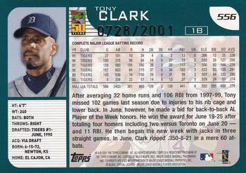 2001 Topps - Gold #556 Tony Clark Back