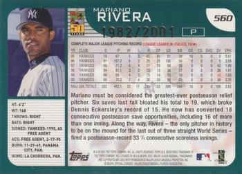 2001 Topps - Gold #560 Mariano Rivera Back
