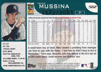2001 Topps - Gold #562 Mike Mussina Back