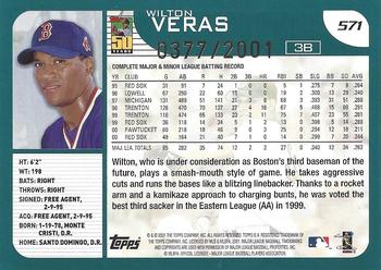 2001 Topps - Gold #571 Wilton Veras Back