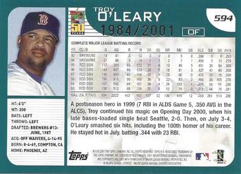 2001 Topps - Gold #594 Troy O'Leary Back