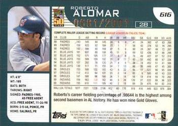 2001 Topps - Gold #616 Roberto Alomar Back