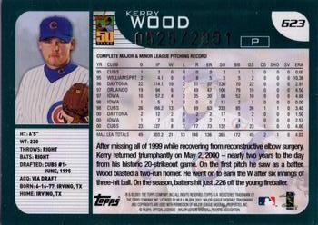 2001 Topps - Gold #623 Kerry Wood Back