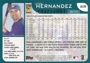 2001 Topps - Gold #631 Jose Hernandez Back
