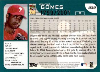2001 Topps - Gold #639 Wayne Gomes Back