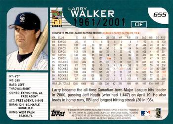 2001 Topps - Gold #655 Larry Walker Back