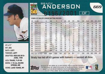 2001 Topps - Gold #669 Brady Anderson Back