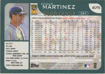 2001 Topps - Gold #675 Edgar Martinez Back
