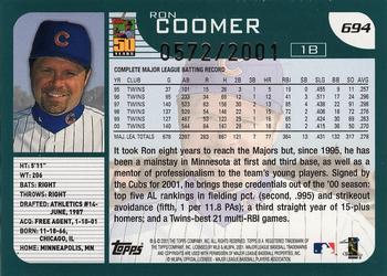 2001 Topps - Gold #694 Ron Coomer Back