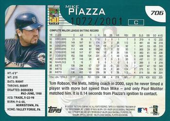 2001 Topps - Gold #706 Mike Piazza Back